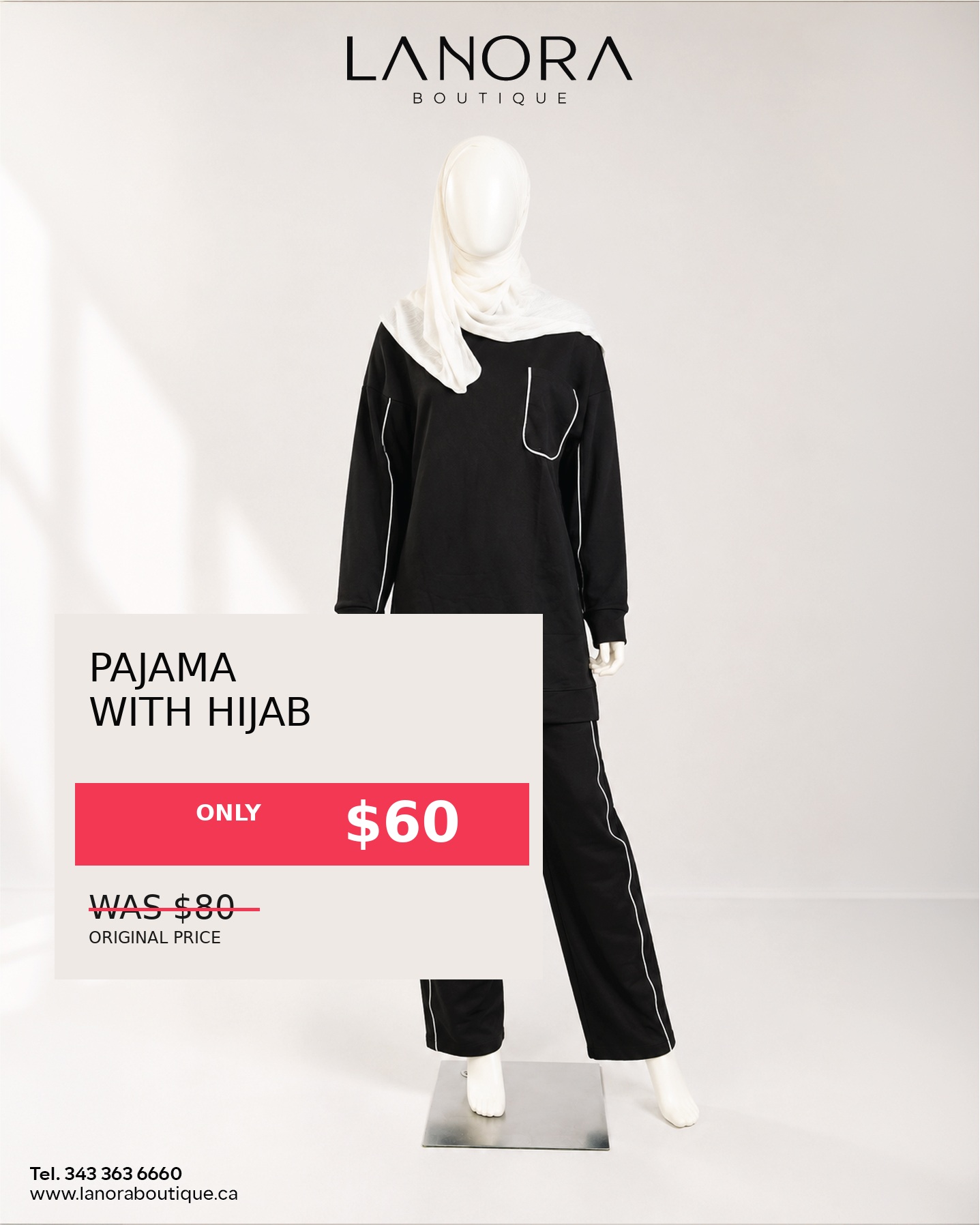 Pajama with Hijab — Black special offer — $60 CAD