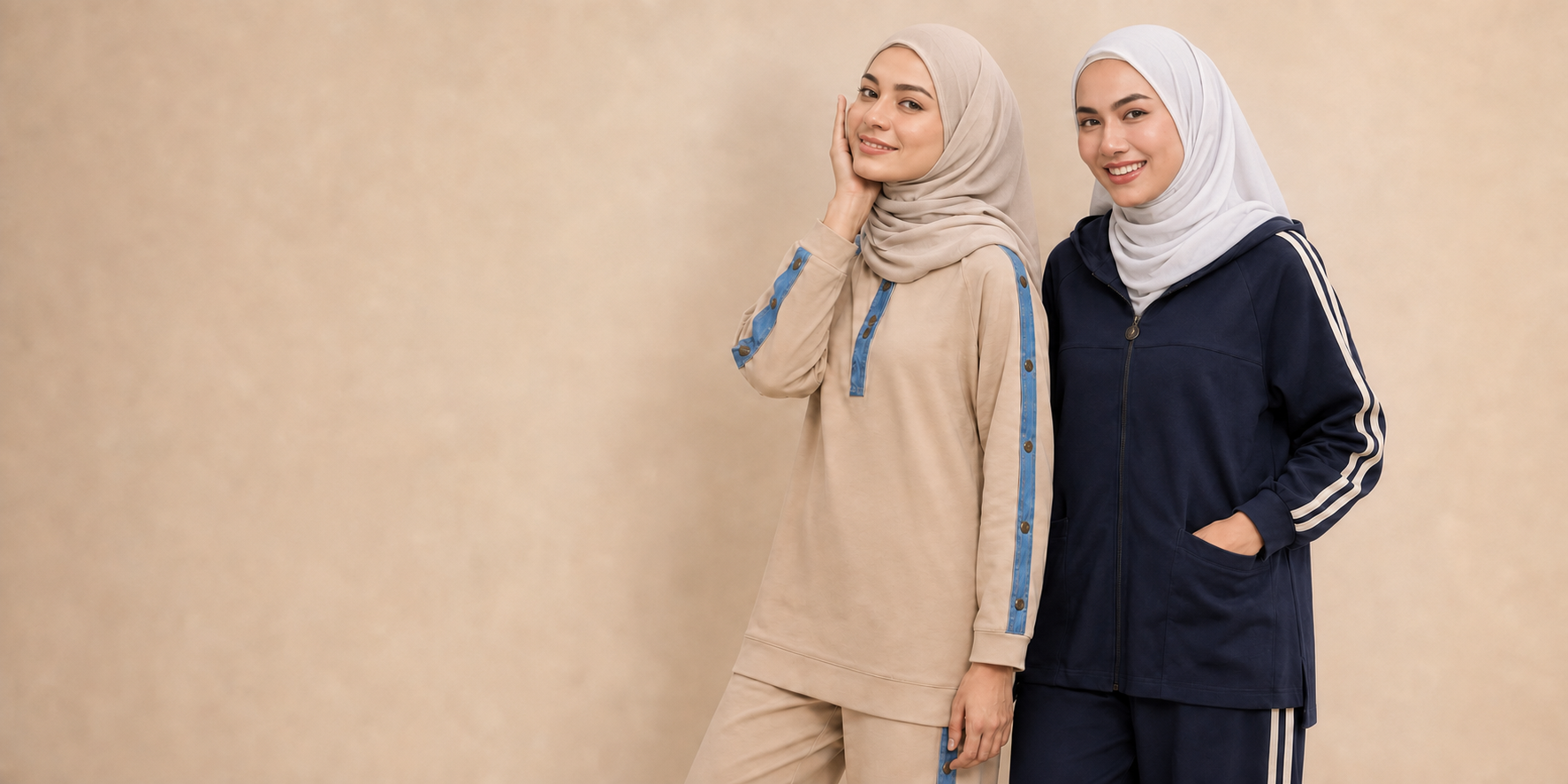 Women wearing Lanora modest loungewear and hijabs